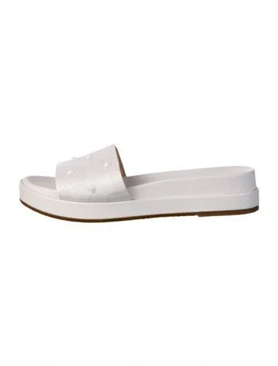 Pre-owned Kate Spade Leather Studded Accents Slides In Purple