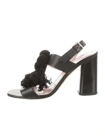 Pre-owned Kate Spade Leather Tassel Accents Sandals In Black