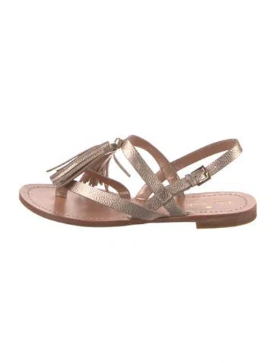 Pre-owned Kate Spade Leather Tassel Accents T-strap Sandals