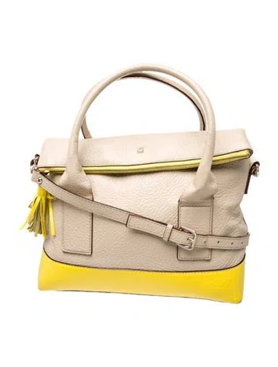 Pre-owned Kate Spade Leather Top Handle Bag In Neutrals/yellow
