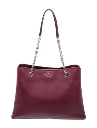 Pre-owned Kate Spade Leather Tote In Burgundy