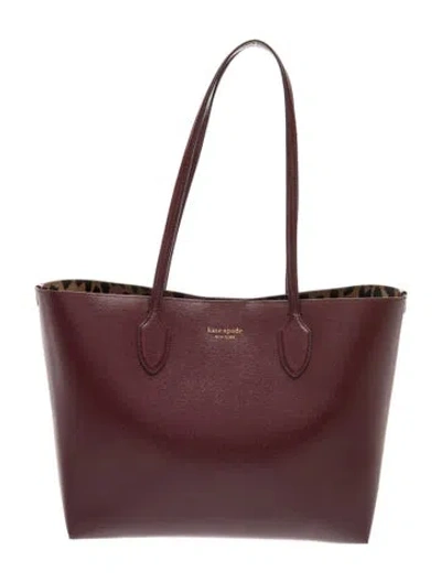 Pre-owned Kate Spade Leather Tote In Burgundy