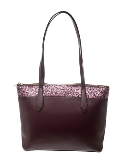 Pre-owned Kate Spade Leather Tote In Burgundy