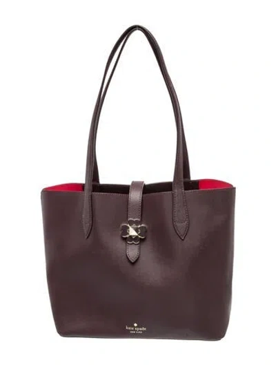Pre-owned Kate Spade Leather Tote In Burgundy