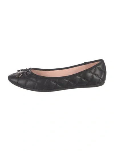 Pre-owned Kate Spade Leather Tweed Pattern Ballet Flats In Black