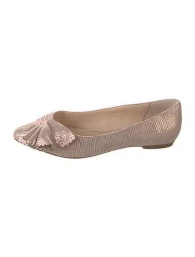 Pre-owned Kate Spade Leather Tweed Pattern Ballet Flats In Metallic/pink