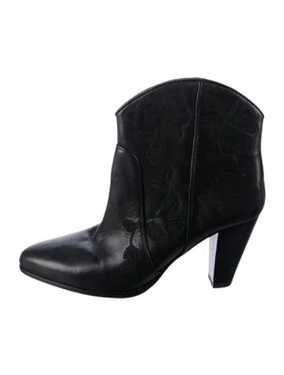 Pre-owned Kate Spade Leather Western Boots In Black