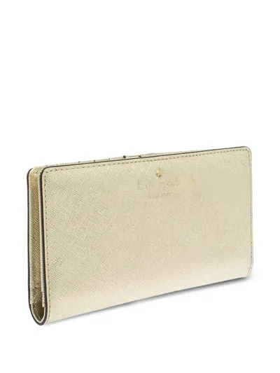 Pre-owned Kate Spade Leather Zip Wallet In Gold