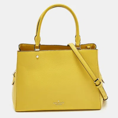 Pre-owned Kate Spade Leila Triple Compartment Yellow Leather Tote
