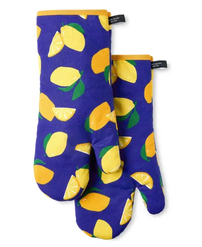 Kate Spade Lemon Party Oven Mitt Navy 2-pack In Multi