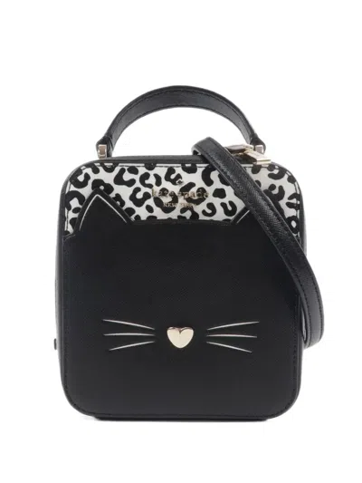 Pre-owned Kate Spade Leopard-print Cat-ear Mini Bag In Black