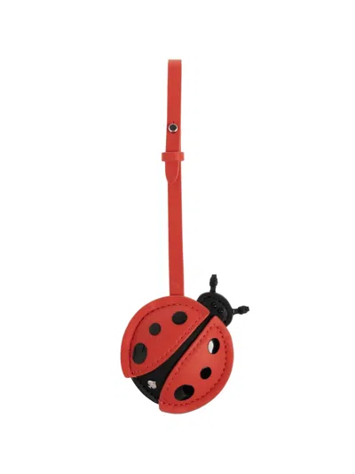 Kate Spade Libby Ladybird Leather Keyring In Red