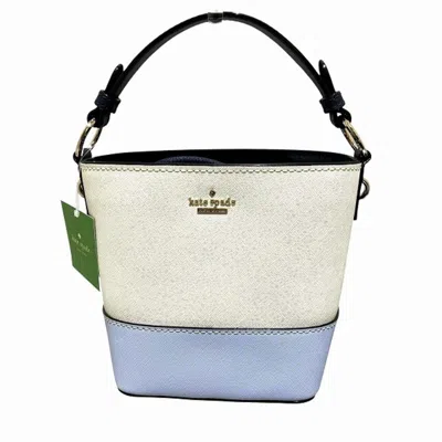 Pre-owned Kate Spade Light Blue White Leather Handbag Shoulder Bag () In Light Blue, White