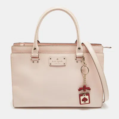 Pre-owned Kate Spade Light Pink Leather Wellesley Durham Tote