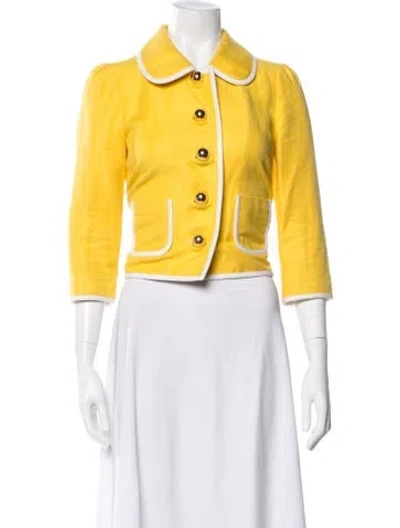 Pre-owned Kate Spade Linen Blazer In Yellow