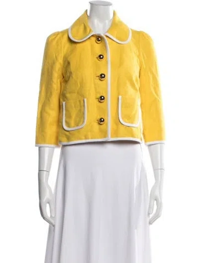 Pre-owned Kate Spade Linen Jacket In Yellow