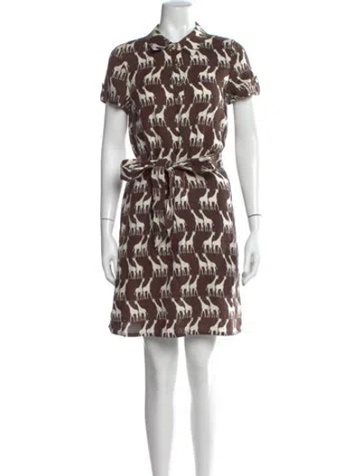 Pre-owned Kate Spade Linen Knee-length Dress In Brown