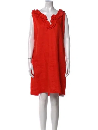 Pre-owned Kate Spade Linen Knee-length Dress In Red