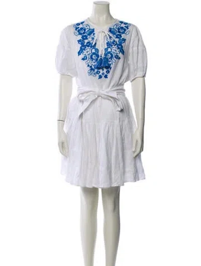 Pre-owned Kate Spade Linen Knee-length Dress In White
