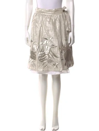 Pre-owned Kate Spade Linen Knee-length Skirt In Gray