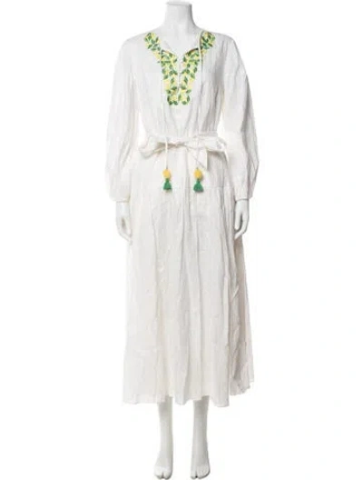 Pre-owned Kate Spade Linen Long Dress In White