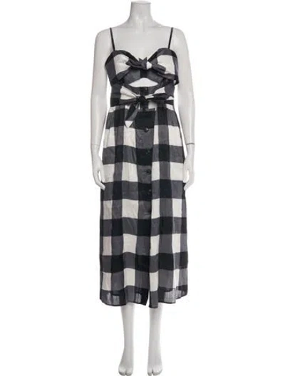 Pre-owned Kate Spade Linen Midi Length Dress In Gray