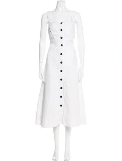 Pre-owned Kate Spade Linen Midi Length Dress In White