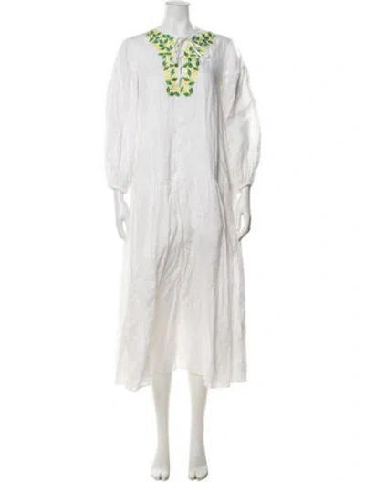 Pre-owned Kate Spade Linen Midi Length Dress In White