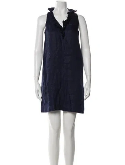 Pre-owned Kate Spade Linen Mini Dress In Blue