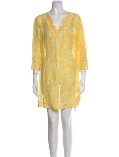 Pre-owned Kate Spade Linen Mini Dress In Yellow