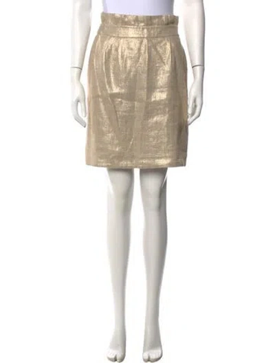 Pre-owned Kate Spade Linen Mini Skirt In Gold/metallic