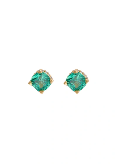 Kate Spade Little Luxuries Gold-plated Stud Earrings In Green