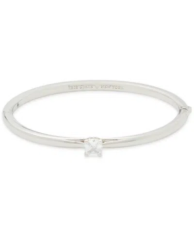 Kate Spade Little Luxuries Imitation Pearl Hinge Bracelet In Silver/clear