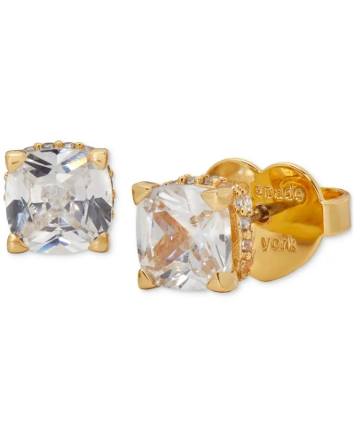 Kate Spade Little Luxuries Pave & Crystal Square Stud Earrings In Clear,gold.