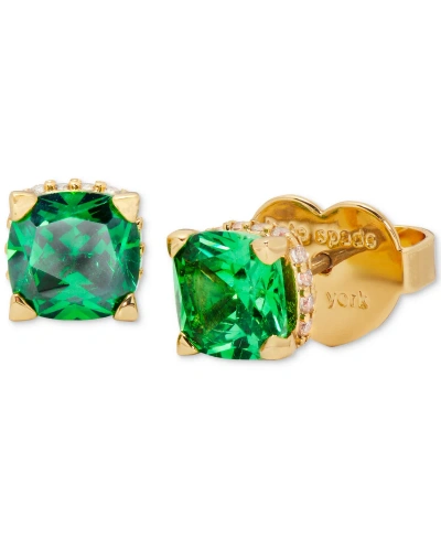 Kate Spade Little Luxuries Pave & Crystal Square Stud Earrings In Green,gold