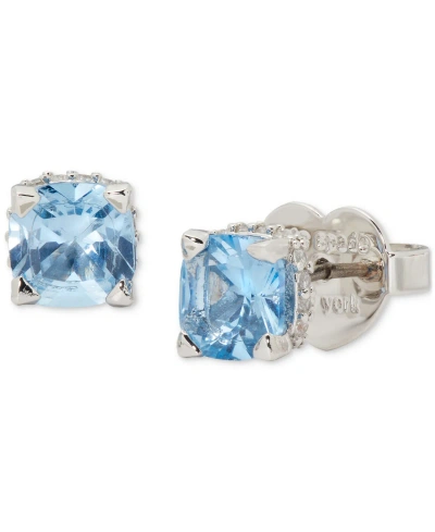 Kate Spade Little Luxuries Pave & Crystal Square Stud Earrings In Light Sapphire,silver