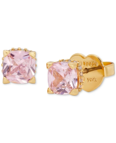 Kate Spade Little Luxuries Pave & Crystal Square Stud Earrings In Pink,gold