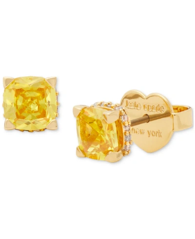 Kate Spade Little Luxuries Pave & Crystal Square Stud Earrings In Yellow Gold