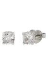 Kate Spade Little Luxuries 6mm Square Studs In Clear/ Silver.