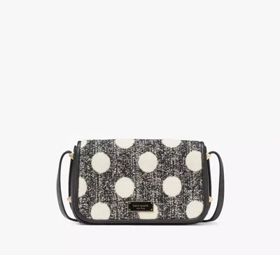 Kate Spade Liv Dot Tweed Small Flap Crossbody In Black
