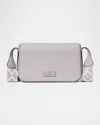 Kate Spade Liv Flap Leather Crossbody Bag In Nimbus Grey.