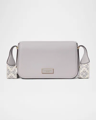 Kate Spade Liv Flap Leather Crossbody Bag In Nimbus Grey.