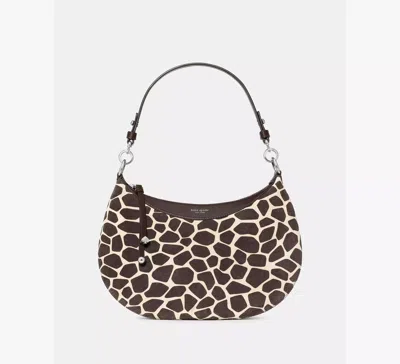 Kate Spade New York Liv Giraffe Print Suede Shoulder Bag In Black