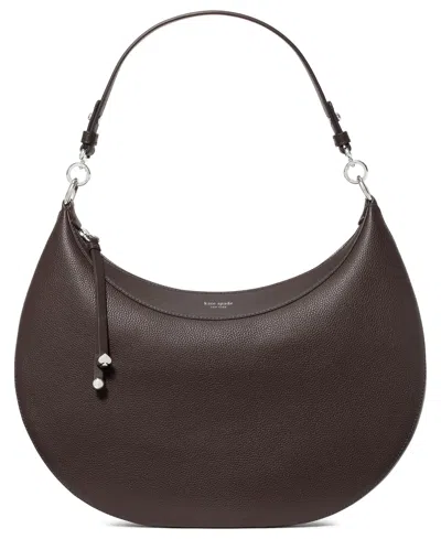 Kate Spade Liv Large Pebbled Leather Hobo Bag In Gray