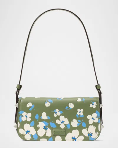 Kate Spade Liv Painterly Bouquet Embossed Leather Shoulder Bag