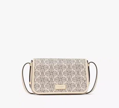 Kate Spade Liv Spade Flower Coated Canvas Small Flap Crossbody In Neutral