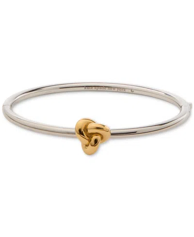 Kate Spade Logo-engraved Thin Bangle Bracelet In Silver Gol