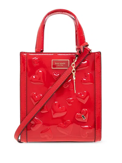 Kate Spade Logo-plaque Tote Bag In Red