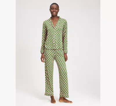 Kate Spade Long Pj Set In Green Dot