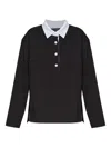 Kate Spade Long-sleeve Button Rugby Polo Shirt In Black